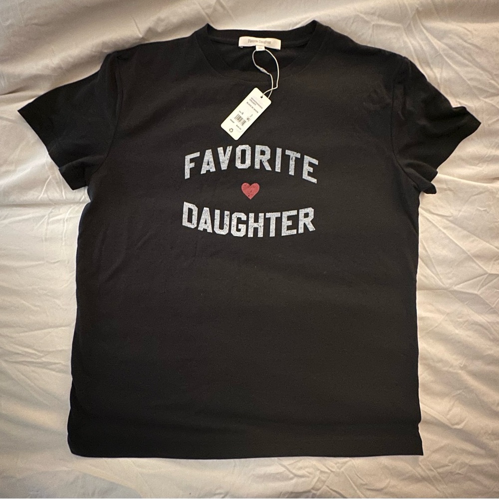 Favorite Daughter Black Tee with Heart Detail